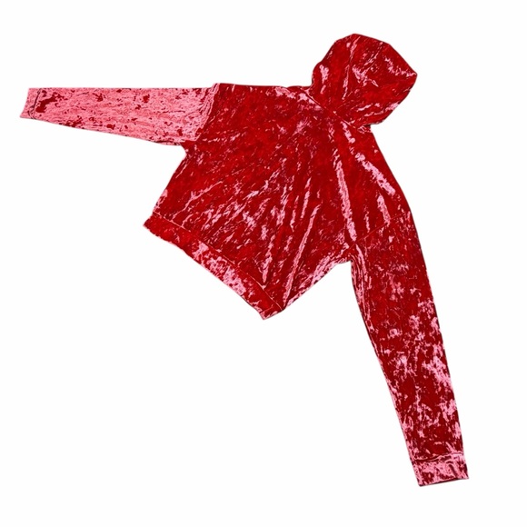 Fabletics Strawberry Red Crushed Velour Sports Bra & Cropped Hoodie - S & XS - Picture 13 of 16